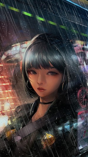 Anime, Girl, Car, Raining, 4k