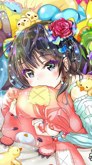 Anime, Cute, Girl, Bed, Stuffed Toys, 4k