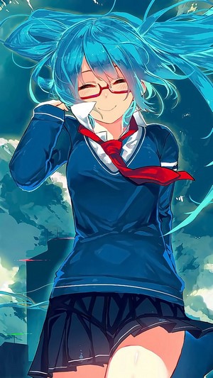 #329916 Anime, School Girl, Glasses, Hatsune Miku, Vocaloid, 4K phone ...