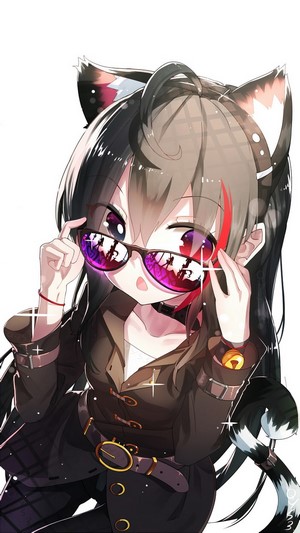 Anime Neko Girl Wearing Glasses 4K
