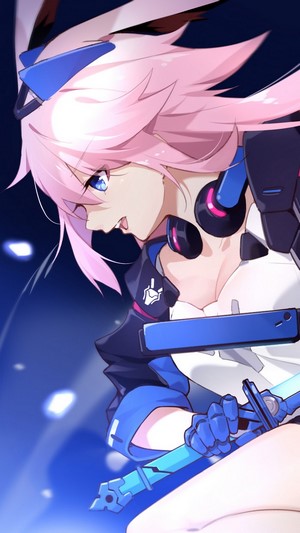 Anime Girl Warrior with Pink Hair and Sword 4K