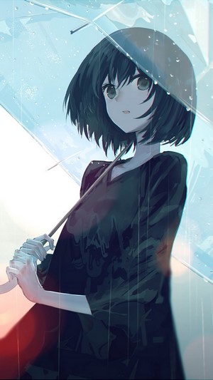 Anime, Girl, Rain, Umbrella, 4k