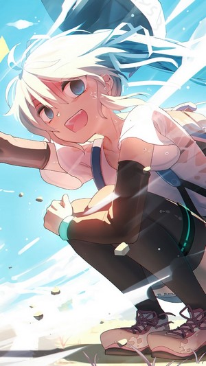 Anime girl hitchhiking in 4K
