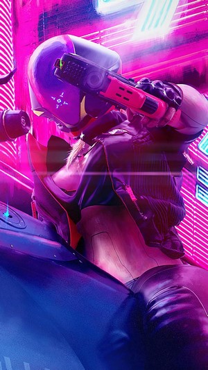 Cyberpunk Girl with Gun 4K
