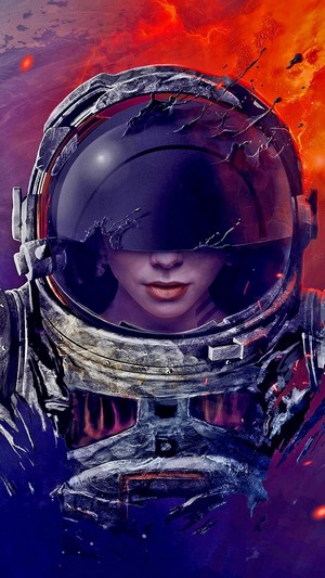 Astronaut, Girl, Digital Art, Sci-Fi, 4k