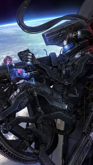 Sci-Fi Soldier with Weapon in Outer Space 4K