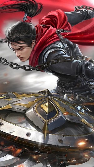 Fantasy Warrior with Chain and Weapon 4K