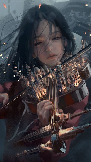 Fantasy, Girl, Playing, Violin, 4k