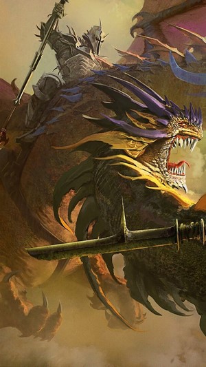 Knight riding a dragon in 4K