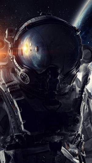 Astronaut, Outer Space, Sun, Planet, 4k
