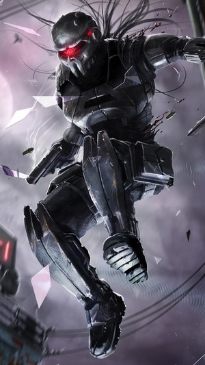 Cyberpunk Warrior in Sci-Fi Armor