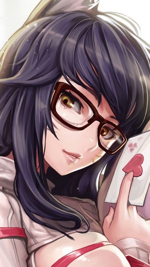 Ahri from League of Legends wearing glasses