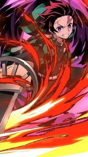 Tanjiro Kamado from Demon Slayer using Hinokami Kagura