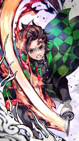 Tanjiro, Flame, Kimetsu no Yaiba, 4k