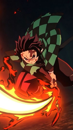 Tanjiro Flaming Katana Kimetsu No Yaiba K Hd Phone Wallpaper