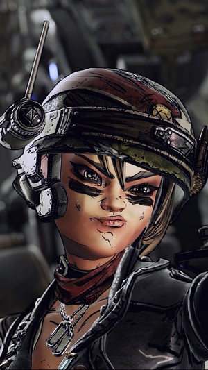 Moze from Borderlands 3 with a gun