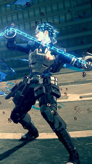 Akira Howard from Astral Chain wielding a Sword Legion