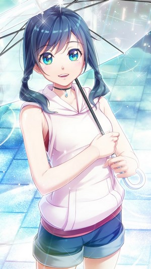 Hina Amano from Weathering With You holding an umbrella