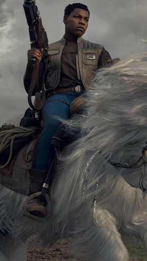 Finn from Star Wars on a white horse