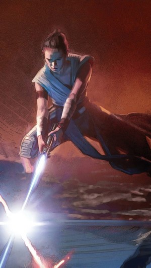 Rey from Star Wars with a Lightsaber