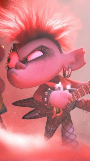 Queen Barb from Trolls World Tour playing guitar