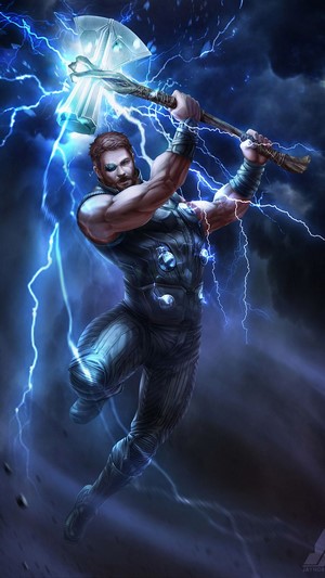 Iron Man, Stormbreaker, Lightning, Avengers, 4k