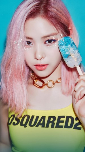 Ryujin from ITZY holding an ice pop