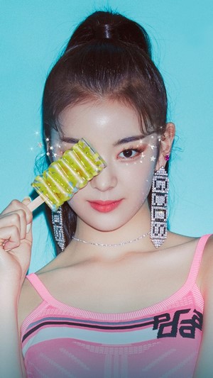 Lia from ITZY holding a popsicle