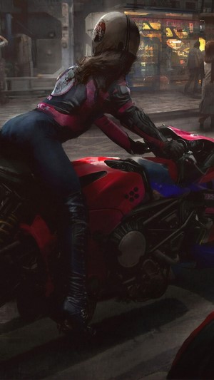 Cyberpunk Biker on a Sci-Fi Motorcycle