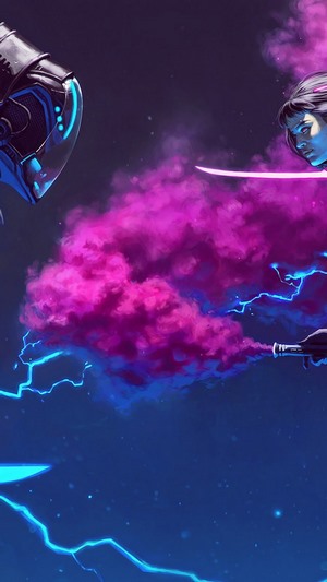 Cyberpunk Sci-Fi Fight with Robot and Woman