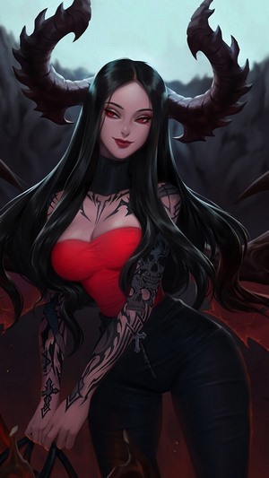 Fantasy, Demon, Girl, Tattoo HD