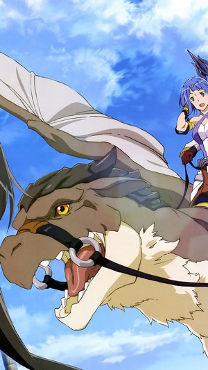 Girl riding a dragon in DanMachi