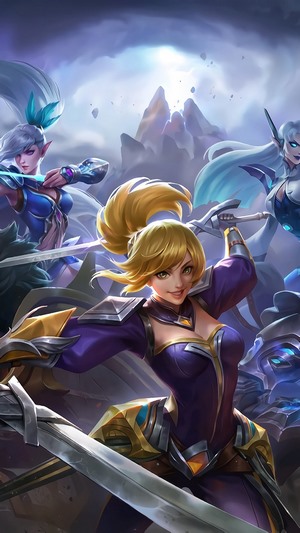 Fanny, Tigreal, Alucard, Miya, Eudora from Mobile Legends