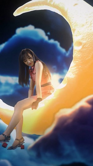 Wendy from Red Velvet sitting on a crescent moon