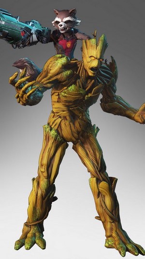 Rocket Raccoon and Groot from Marvel Ultimate Alliance 3