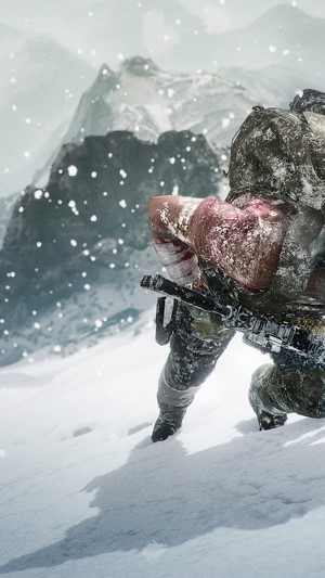 Soldier in Ghost Recon Breakpoint in a snowy mountain