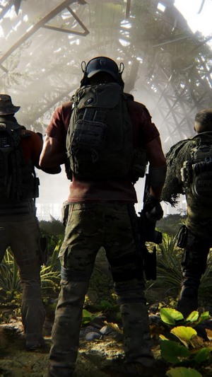 Ghost Recon Breakpoint: Nomad and team in jungle ruins