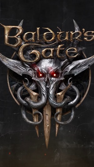 Baldur's Gate logo with demonic skull