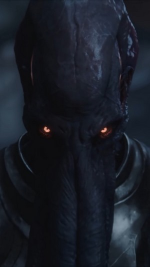Baldur's Gate 3 character with glowing eyes