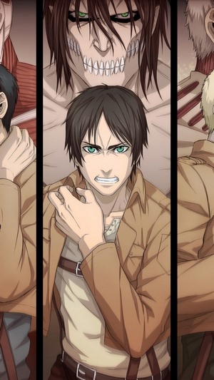 Eren Yeager and Titans from Attack on Titan