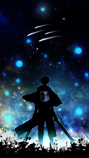 Eren from Attack on Titan under a starry sky