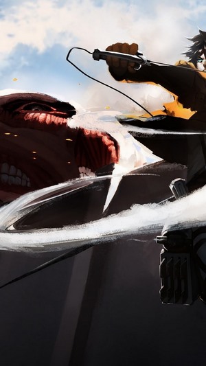 Eren and Colossal Titan from Attack on Titan