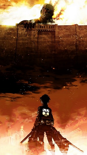 Eren and Colossal Titan from Attack on Titan