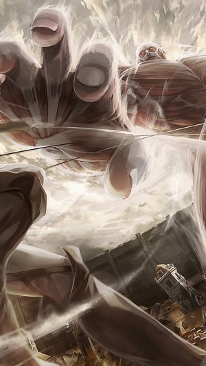 Colossal Titan attacking a city from Attack on Titan