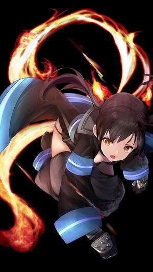 Tamaki Kotatsu from Fire Force with fire