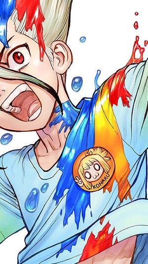 Senku Ishigami from Dr. Stone with paint splatters