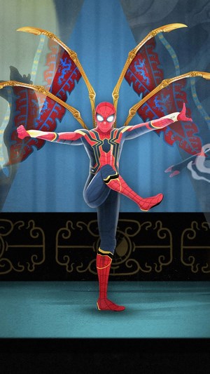 Spider-Man in Iron Spider suit with mechanical wings