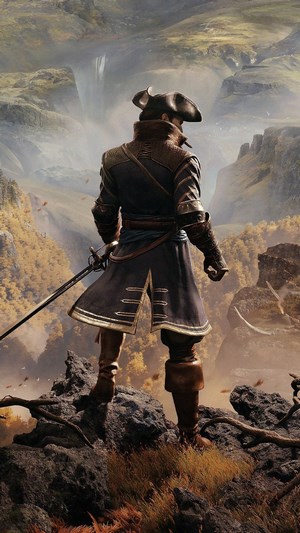 Man from Greedfall standing on a cliff