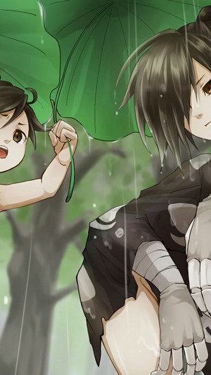 Dororo and Hyakkimaru in the rain