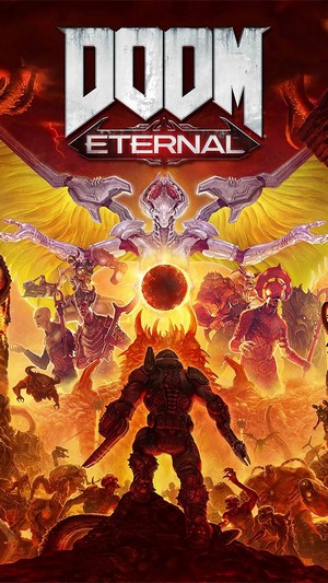 Doom Eternal Poster with Doomguy and Demons